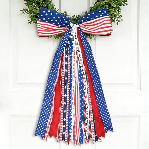 Patriotic Wreath Sash Bow 27x13"