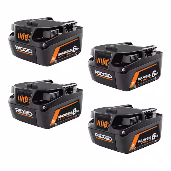 RIDGID 18V MAX 6.0-Ah Lithium-Ion Batteries 4-Pack