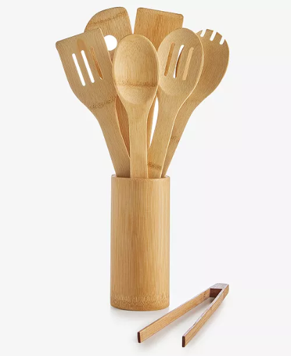 Arch Studio 7-Piece Bamboo Utensil Set w/ Holder