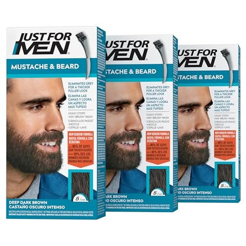 Just For Men Mustache & Beard Coloring for Gray Hair, M-55 Real Black