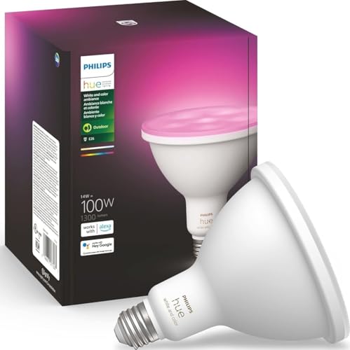 Philips Hue Smart 100W PAR38 LED Bulb - White and Color Ambiance Color-Changing Light - 1 Pack - 1300LM - E26 Deal