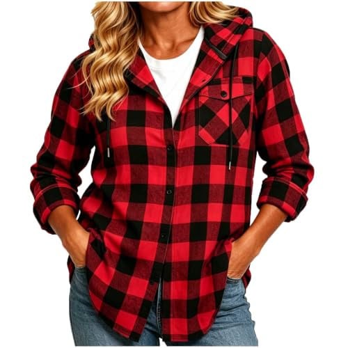Button Down Plaid Shirts with Hood Deal