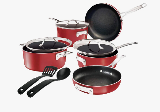 Gotham Steel Stackable Space Saving 10 Piece Aluminum Nonstick Cookware Set with Utensils Deal