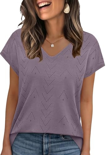 WIHOLL Womens Short Sleeve Sweater