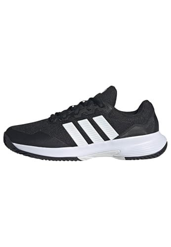 adidas Men's Gamecourt 2 Tennis Shoes, Black/White/Silver Metallic, Size 13