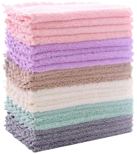 Sunny zzzZZ 24-Pack 7" x 9" Coral Fleece Kitchen Cleaning Cloths