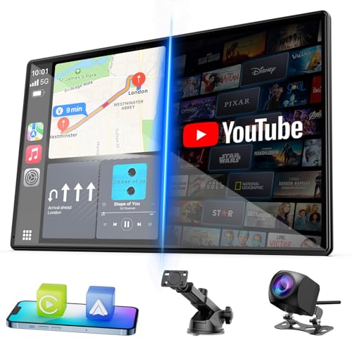 LAMTTO 9" Wireless CarPlay Screen with 720p Backup Camera