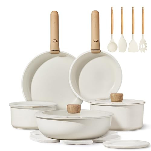 CAROTE 19pcs Non Stick Cookware Set Detachable Handle