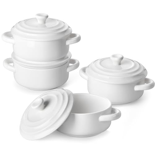 Malacasa 4-Set 14-Oz Mini Cocotte Set (White)