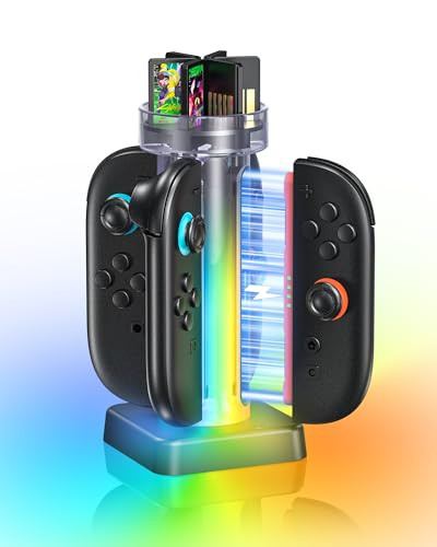 RunSnail Charging Dock for Nintendo Switch 2 w/ RGB Lighting (Transparent)