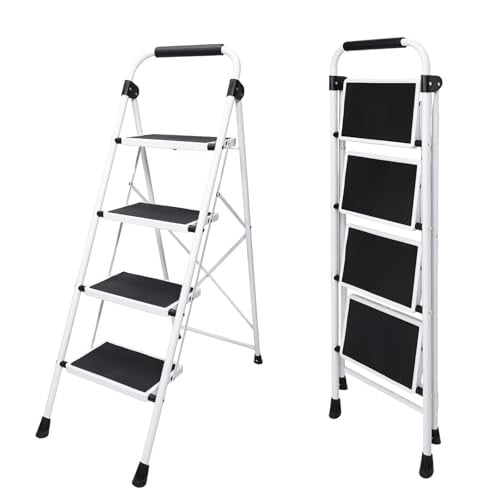 OLIXIS Portable 4-Step Ladder (330lbs, Black)