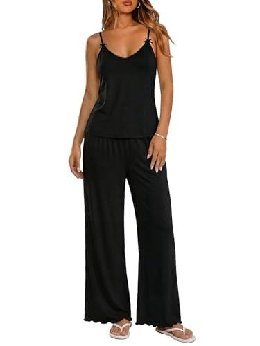 Ekouaer Cami Pajama Set with Flare Pants