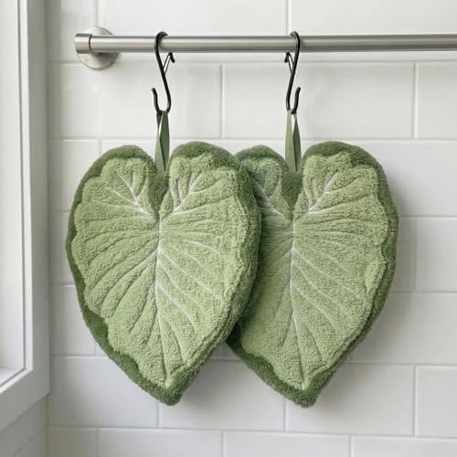 Sisher 2 Pack Leaf Hanging Hand Towel