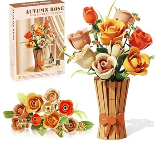 MavoBrix Autumn Rose Vase Building Set