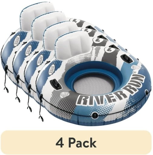 Intex River Run 1 Inflatable Floating Water Tube with Quick Connects 4-Pack Deal