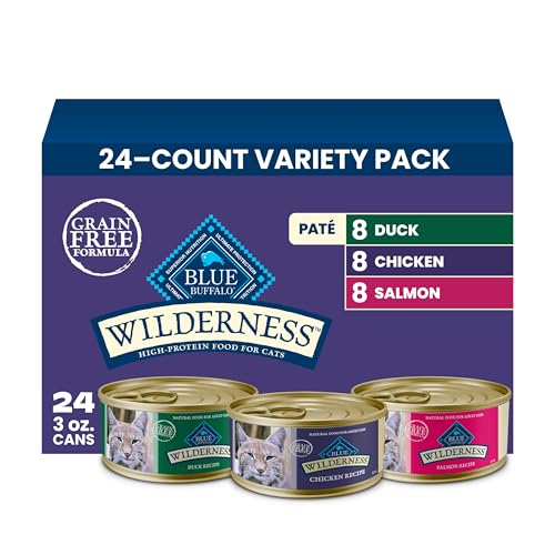 Blue Buffalo Wilderness Variety Pack Adult Wet Cat Food Pâté (Chicken, Salmon & Duck) 24-Count 3-Oz Deal