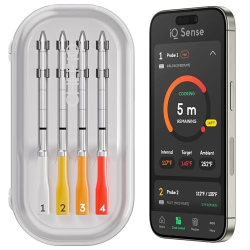 CHEF iQ Sense Smart Wireless Meat Thermometers 4-Pack (Wifi; 1000°F Heat Safe; 5 Sensors; Gen3)
