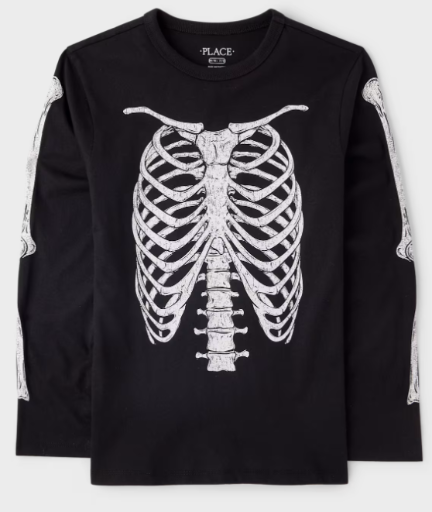 Boys Glow Halloween Skeleton Graphic Tee - black