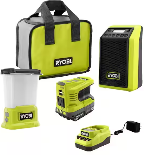 Ryobi One+ 18V Cordless 3-Tool Storm Combo Kit w/ Radio, Light, Inverter, Battery & Charger