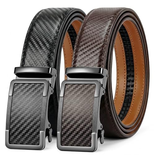 Leather Ratchet Belts for Men 2-Pack, 1 3/8" Width Deal