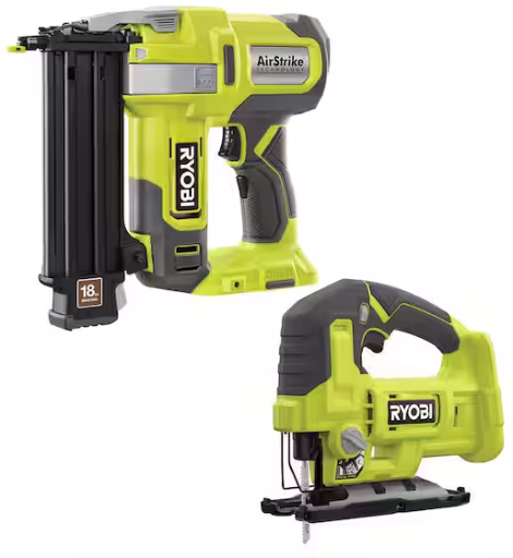 RYOBI ONE+ 18V 18-Gauge Cordless AirStrike Brad Nailer with Cordless Jig Saw