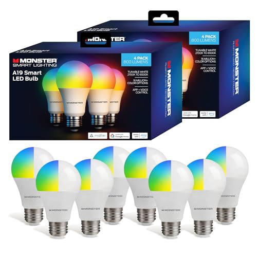 Monster Smart LED Color Changing Light Bulbs with WiFi Control 8-Pack Deal