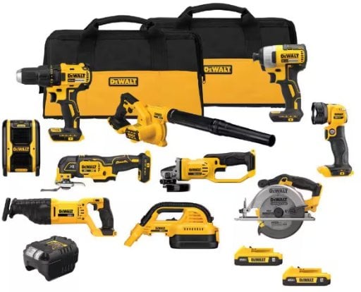 DEWALT 20-Volt Max Lithium-Ion 10-Tool Cordless Combo Kit with Two 2.0 Ah Batteries Deal