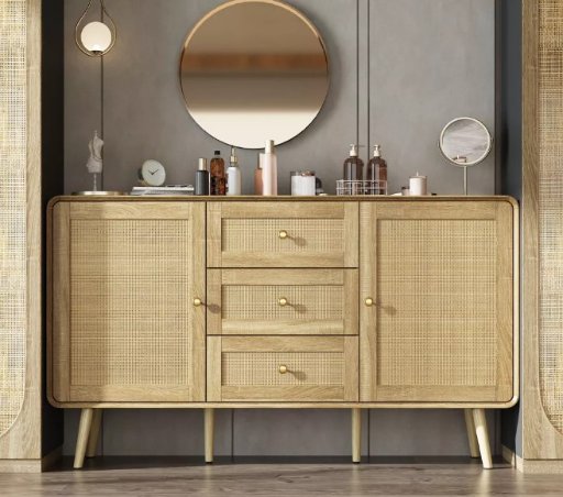 FUFU&GAGA Rattan-fronted Wood Dresser