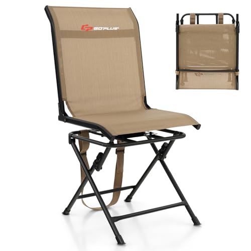 Goplus Camouflage 360° Swivel Blind Chair w/ Carrying Strap