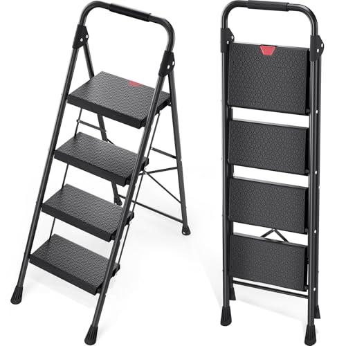 KINGRACK 4-Step Folding Ladder with Handrail 800 lb Capacity Deal