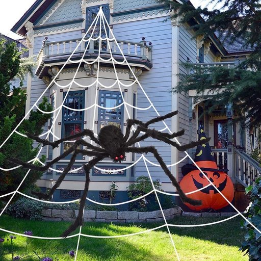 Ayieyill 200 Halloween Spider Web with 59 Giant Spider Decorations