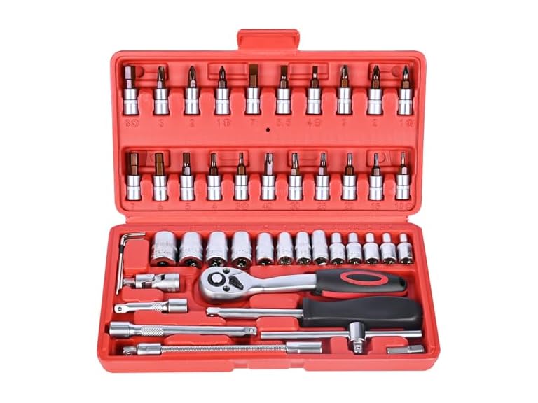 46 Pieces 1/4 inch Drive Socket Ratchet Wrench Set Deal