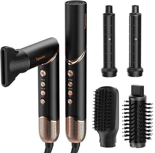5-in-1 Auto-Wrap Hair Styler & Dryer 110,000 RPM Ionic Hot Air Brush, Grey Deal