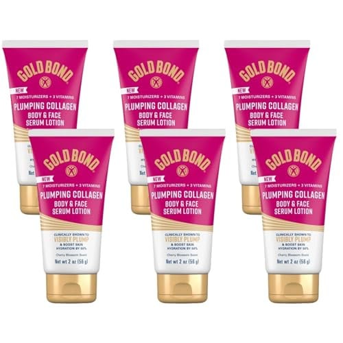 Gold Bond Plumping Collagen Body & Face Serum Lotion (Cherry Blossom) 6-Pack 2-Oz Deal