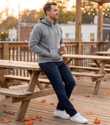 Men Quarter Zip Hoodie Fleece