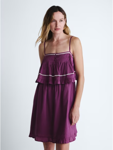 Scoop Women's Flowy Cotton Mini Dress with Lace Trim, Sizes XS-XXL (2 Colors)