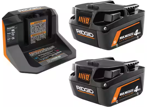 RIDGID 18V MAX Output Starter Kit with (2) 4.0 Ah Batteries and Charger