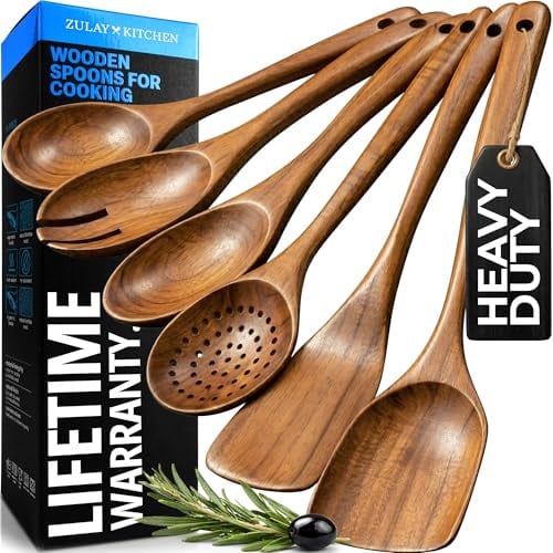 Zulay Kitchen 6 Piece Wooden Spoons for Cooking Deal