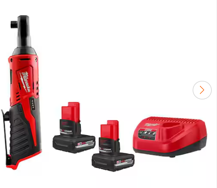 Milwaukee M12 12V Lithium-Ion 3/8 in. Cordless Ratchet with M12 5.0 Ah Battery (2-Pack) Starter Kit