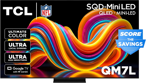 TCL 85 Inch QM7L Series SQD-Mini-LED QLED Smart TV 144Hz