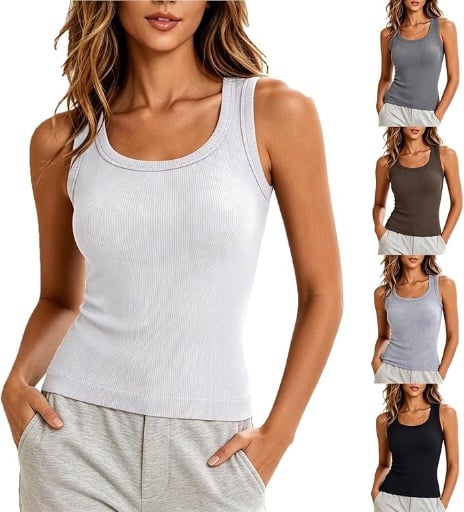 Ribbed Tank Tops for Women Stretchy Slim Fit Deal
