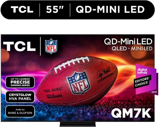 55" TCL QM7K Series QD-Mini LED 4K UHD Smart Google TV w/ 144Hz Deal