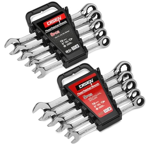 DISEN 10-Piece Ratcheting Wrench Set SAE & Metric