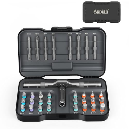 34-in-1 Magnetic Ratchet Screwdriver Set (S2 Steel, Multi-Bit w/ Case)