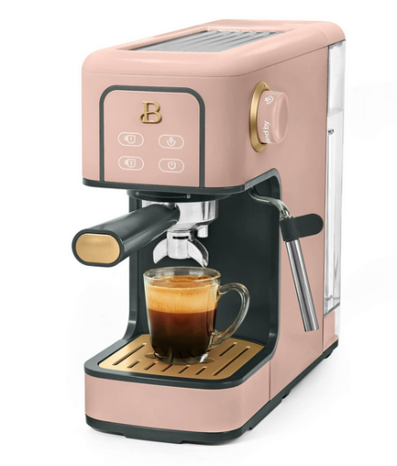 Beautiful Slim Espresso Machine with 20-Bar Pressure, Rose by Drew Barrymore