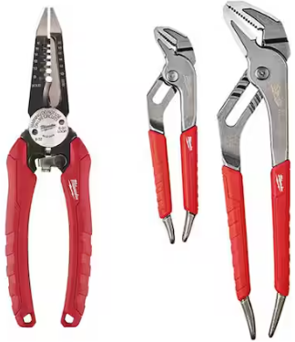 Milwaukee 7.75" Combination Electricians 6-in-1 Wire Strippers Pliers and Straight-Jaw Pliers Set (3-Piece) Deal