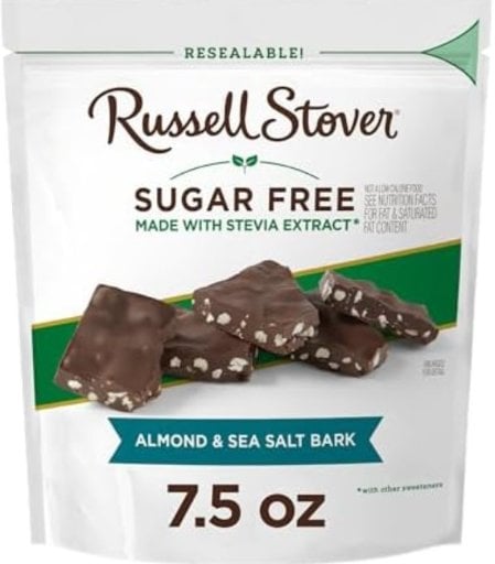 RUSSELL STOVER Sugar Free Dark Chocolate Almond & Sea Salt Bark 7.5 oz Deal