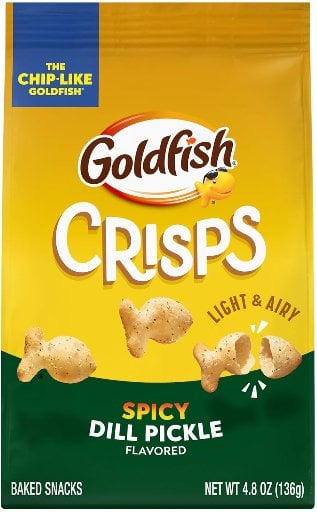 Goldfish Crisps Spicy Dill Pickle Baked Chip Crackers, 4.8 Oz Bag Deal
