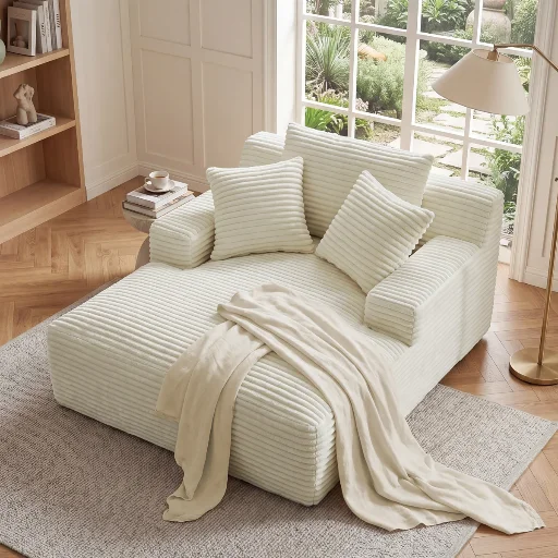 Latitude Run No Assembly Required 50'' Corduroy Indoor Chaise Lounge Chair