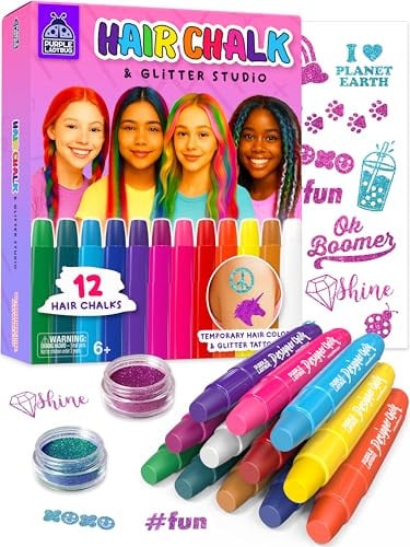 Purple Ladybug Kids Washable Hair Chalk Glitter Studio Deal
